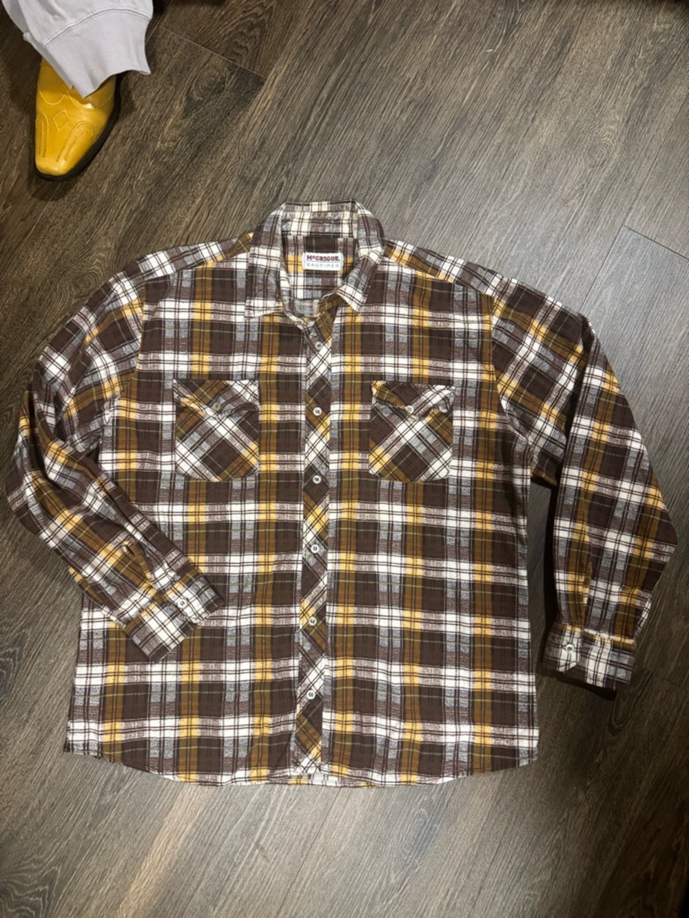 McGregor Bagpiper Mens 90s Thick Flannel Plaid Button Down Shirt Sz XL Grunge